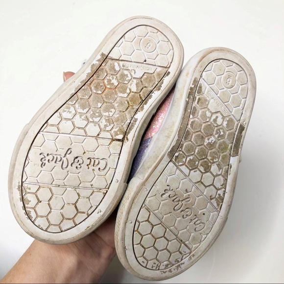 Cat & Jack Unicorn Glitter Slip On Shoes Baby Girl Pastel 6 - Picture 3 of 4